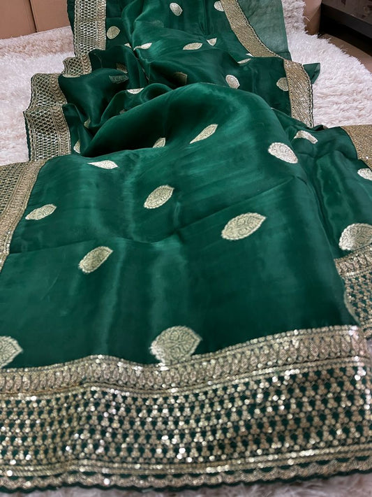Emerald kora inspired saree - Saffronfashionindia