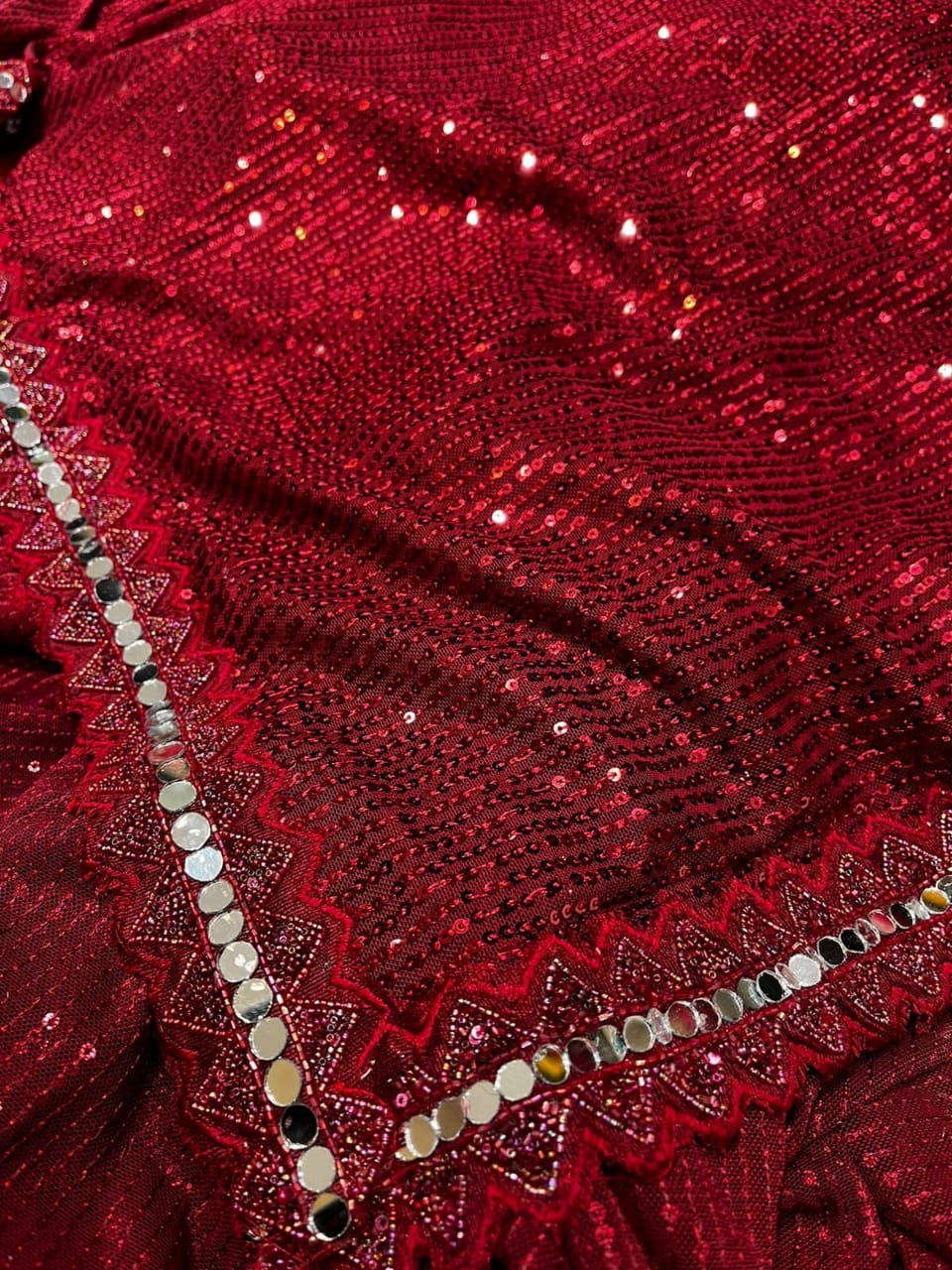 Sequins net saree - Saffronfashionindia