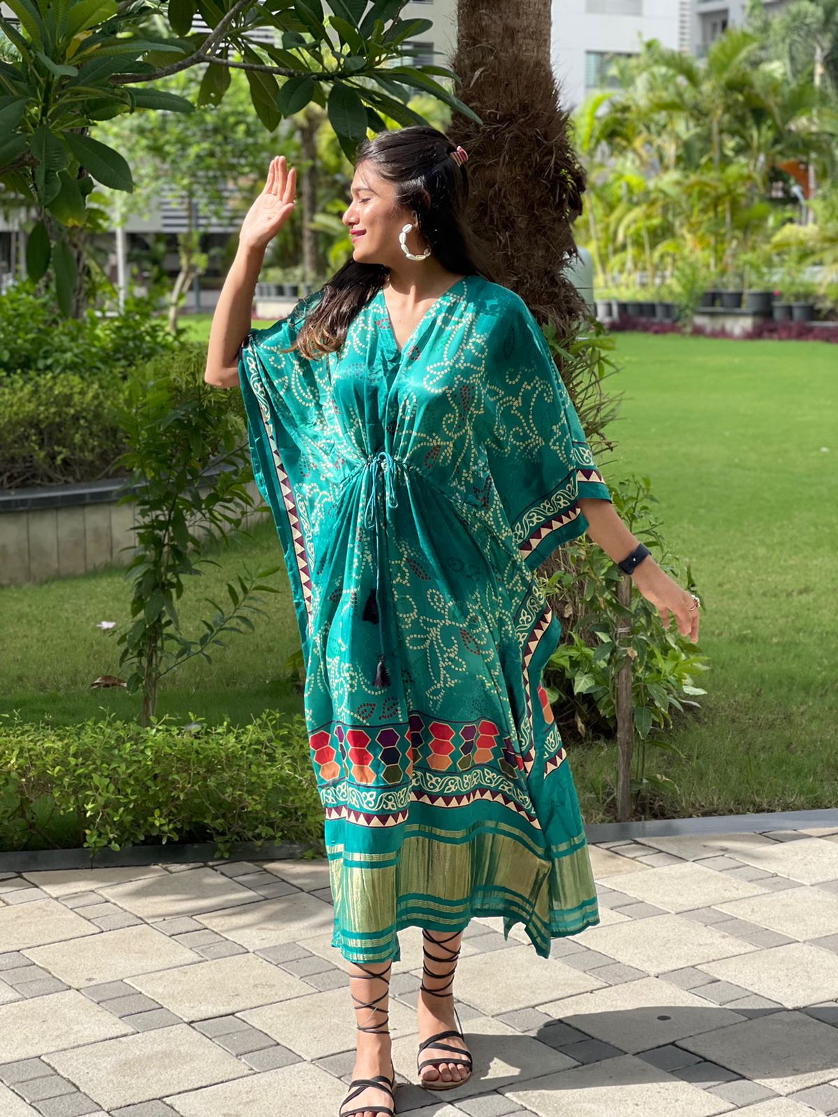 Sinita gajji silk kaftan - Saffronfashionindia
