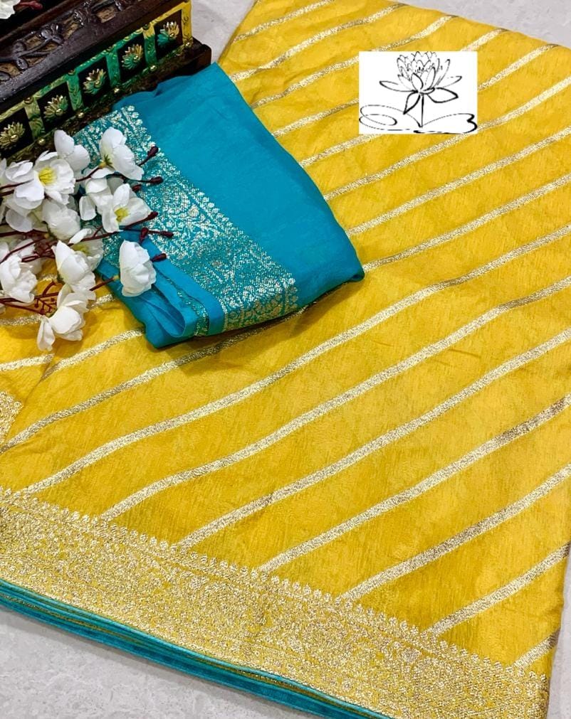 Lehariya inspired banarsi saree - Saffronfashionindia