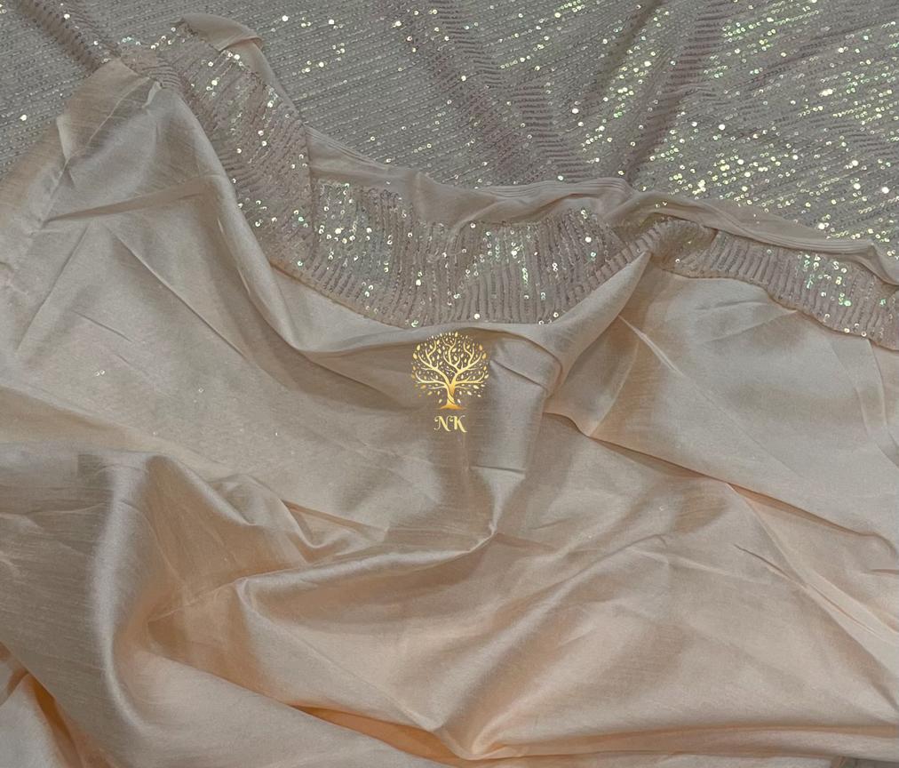 Elegant sequins partywear saree - Saffronfashionindia