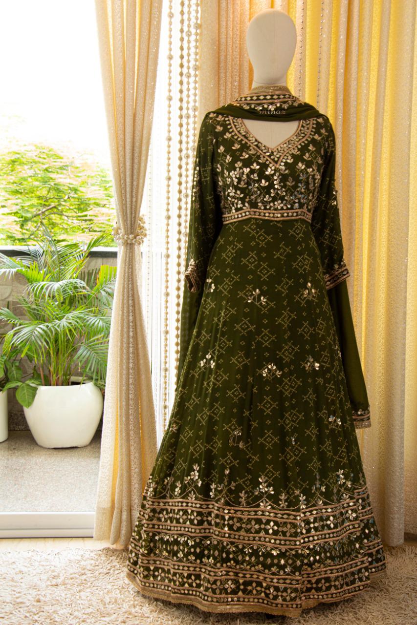 Meharbaan chinon gown set - Saffronfashionindia
