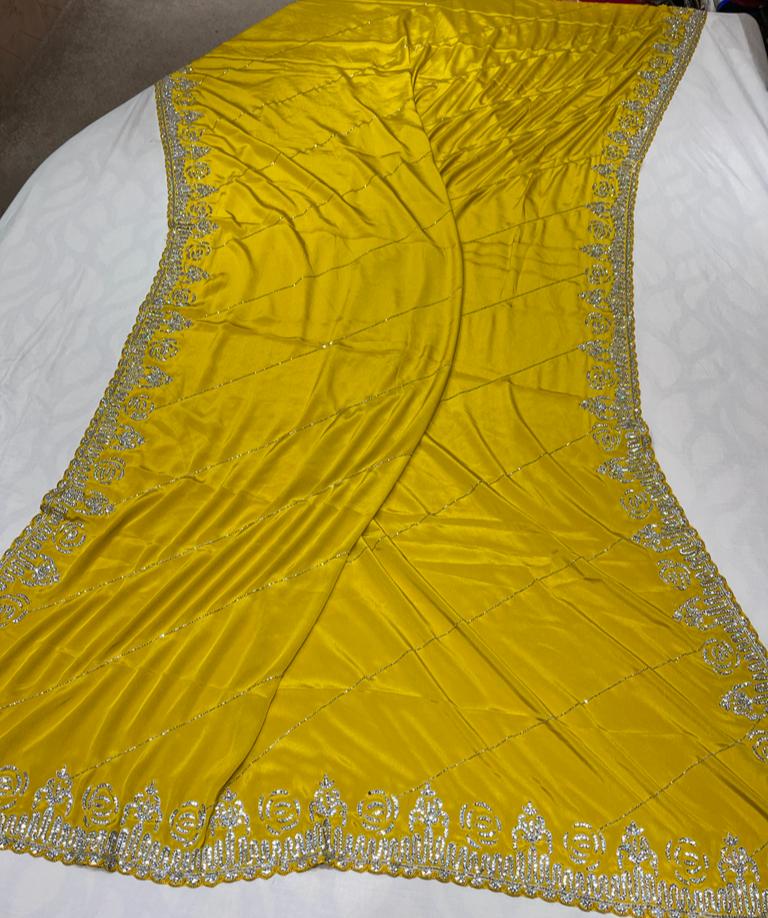 Avisha crepe zardosi saree - Saffronfashionindia