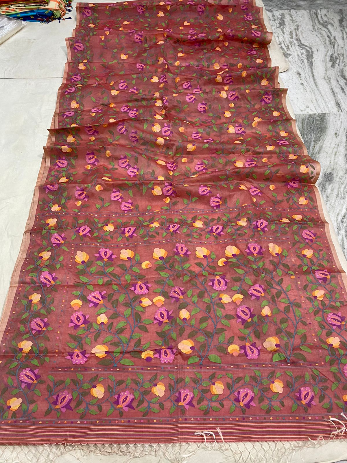 Bhavesh muslin jamdani saree - Saffronfashionindia