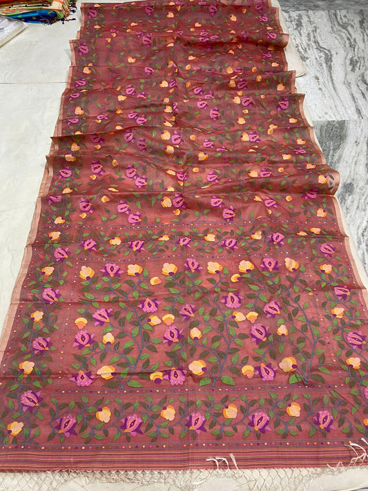 Bhavesh muslin jamdani saree - Saffronfashionindia