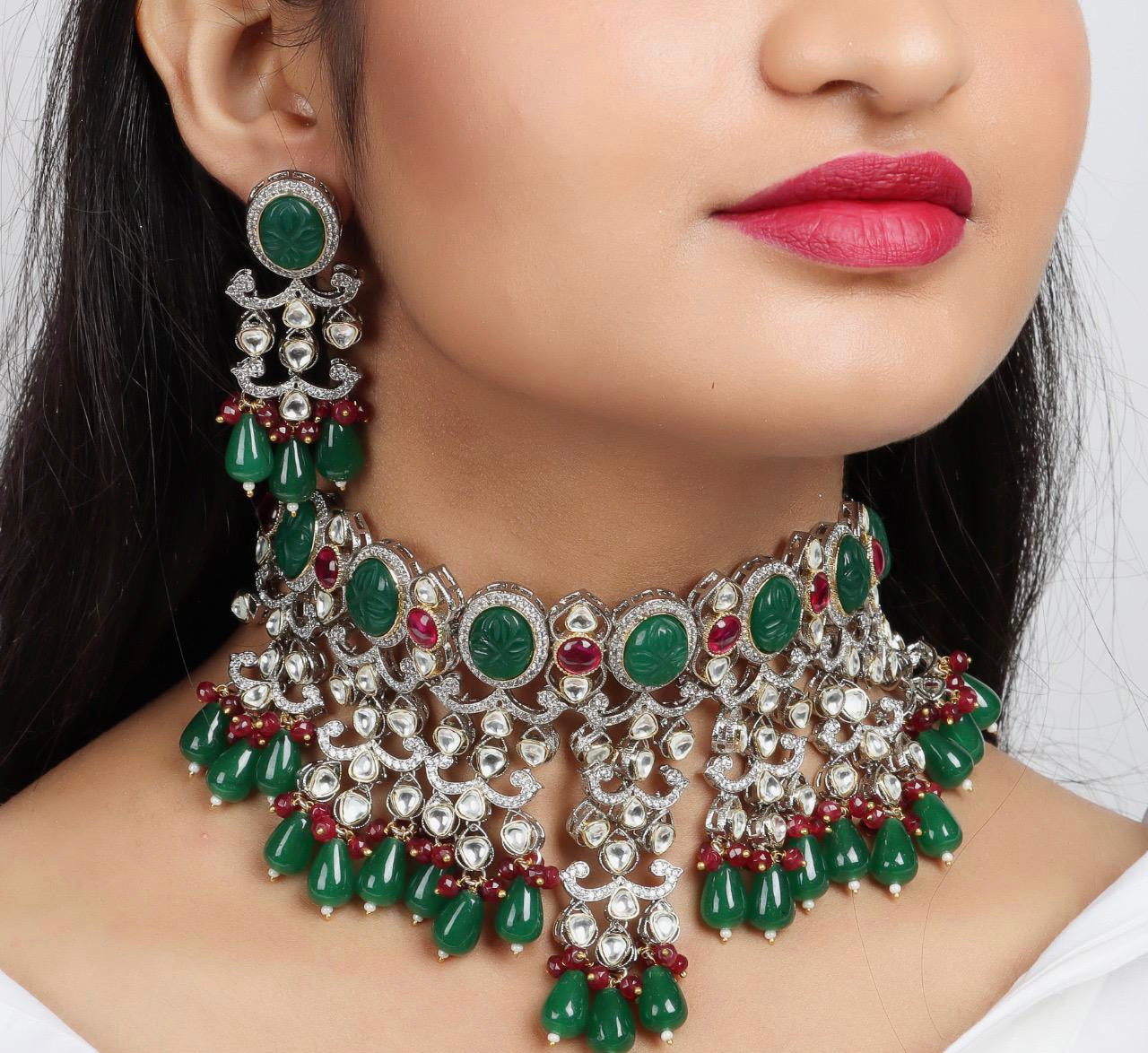Vanima beaded choker set - Saffronfashionindia