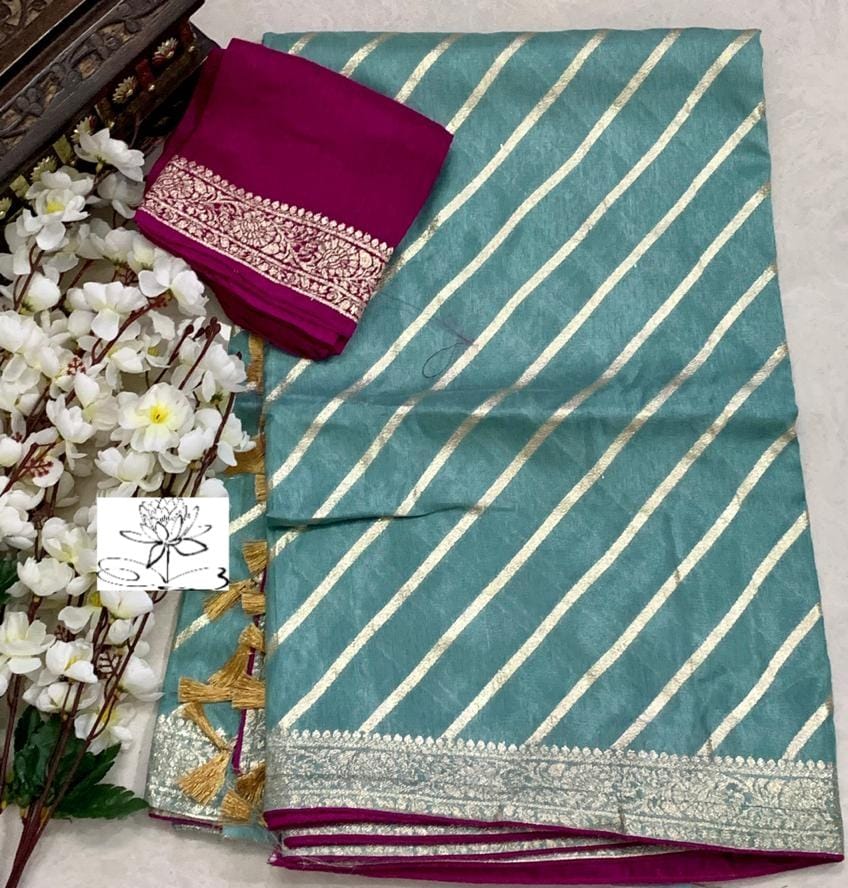 Lehariya inspired banarsi saree - Saffronfashionindia