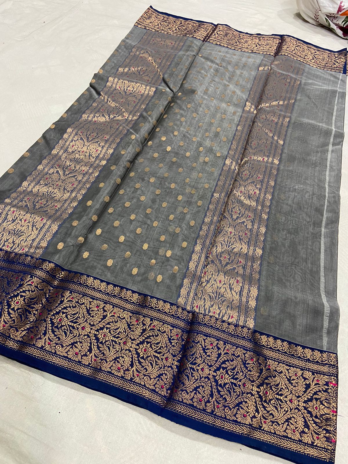 Ganesha Chanderi saree - Saffronfashionindia