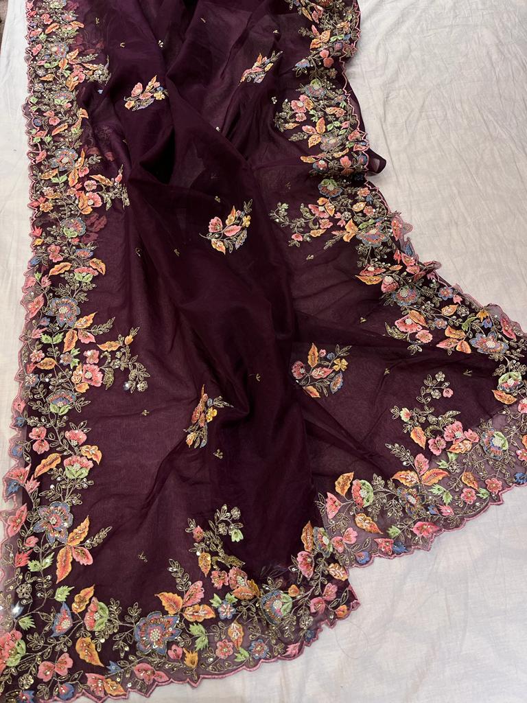 Venice purple saree - Saffronfashionindia