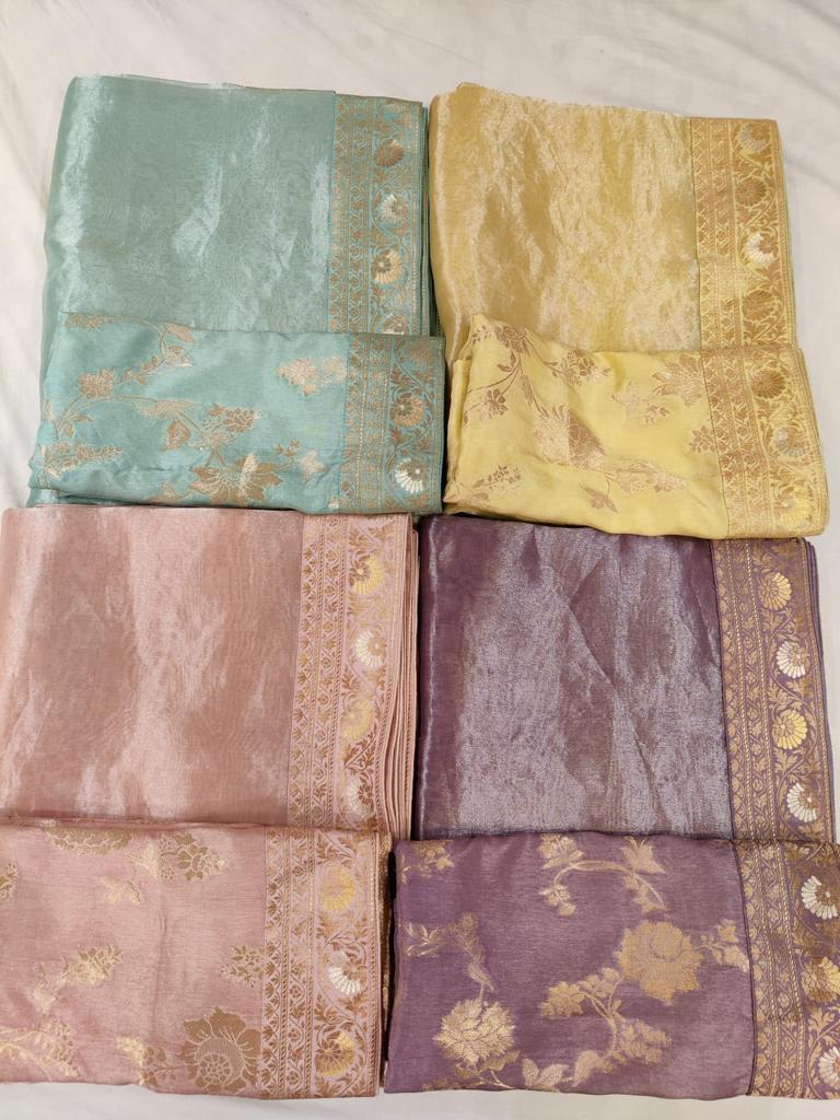 Metallic tissue organza saree - Saffronfashionindia