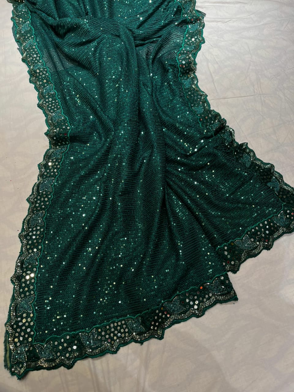 Sequins net saree - Saffronfashionindia
