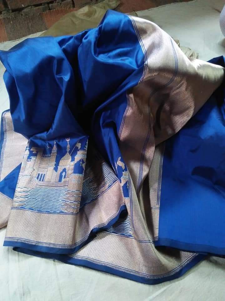 Gangaghat Katan silk saree - Saffronfashionindia