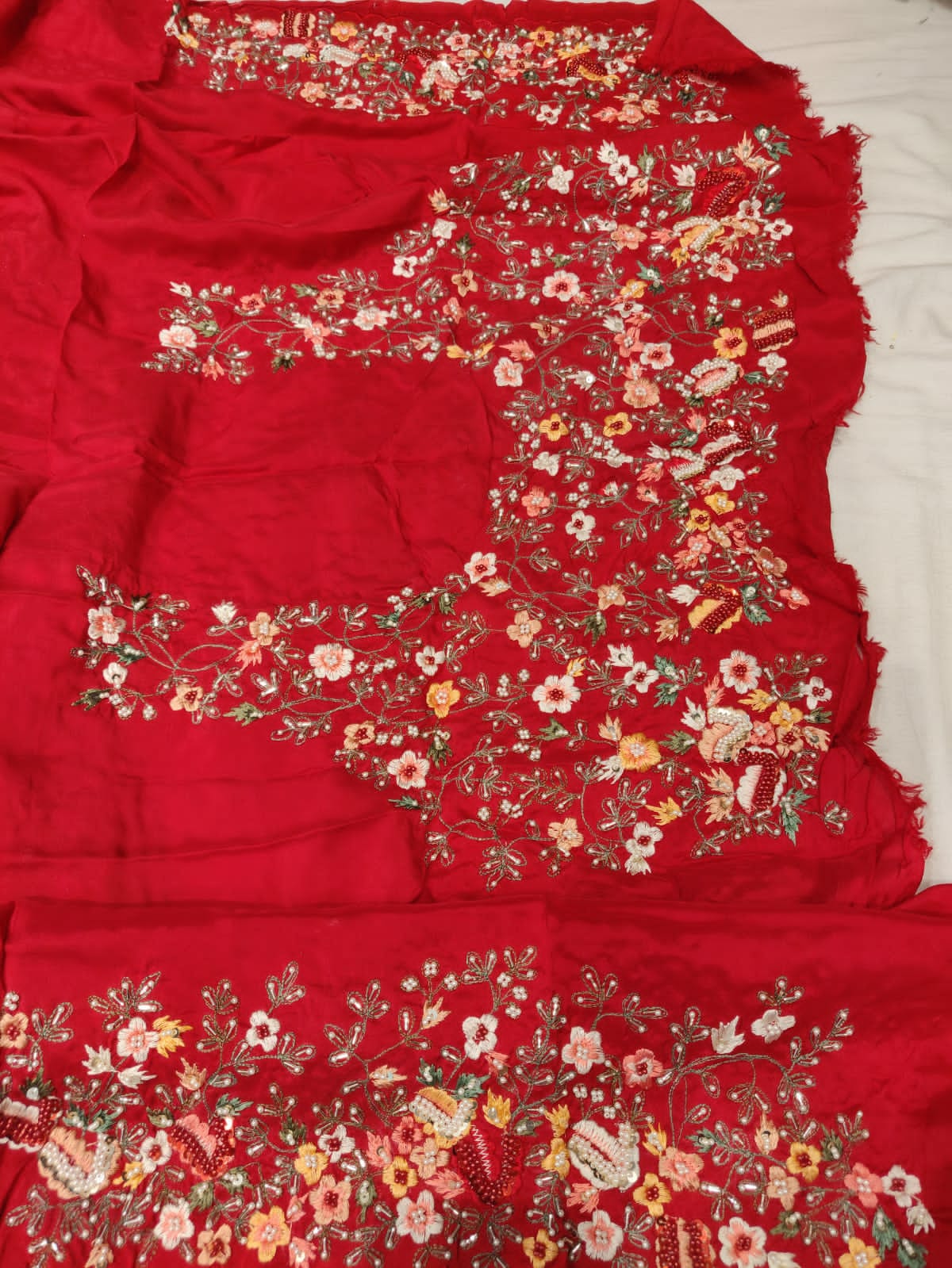 Carles embroidered saree - Saffronfashionindia