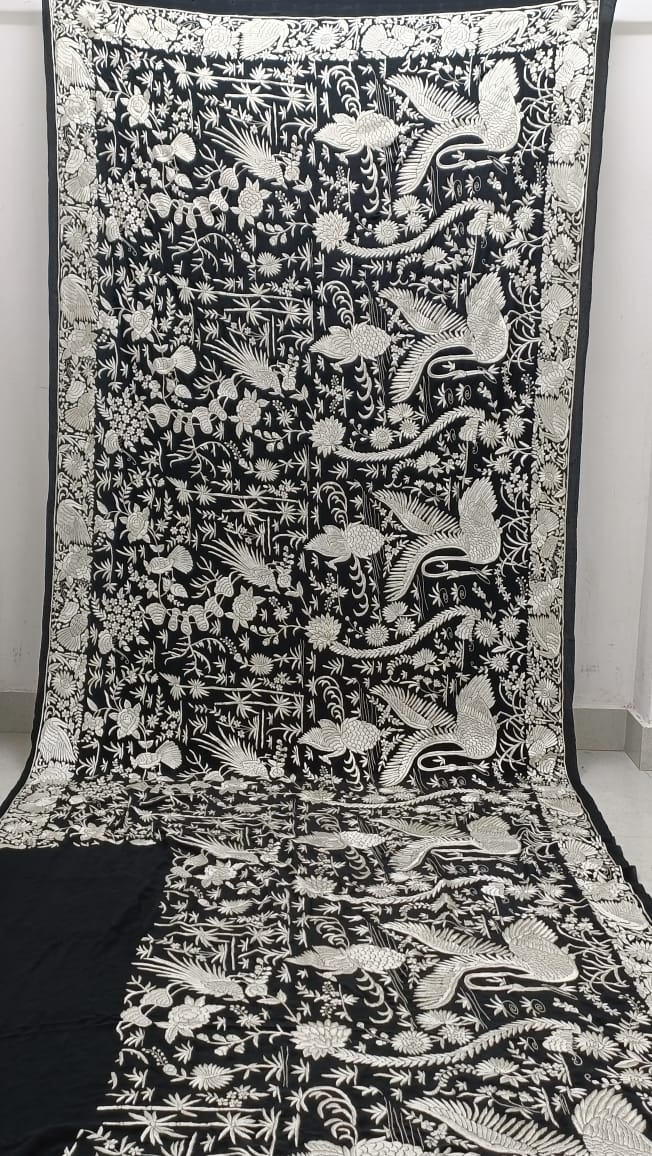 Veera crepe parsi saree - Saffronfashionindia
