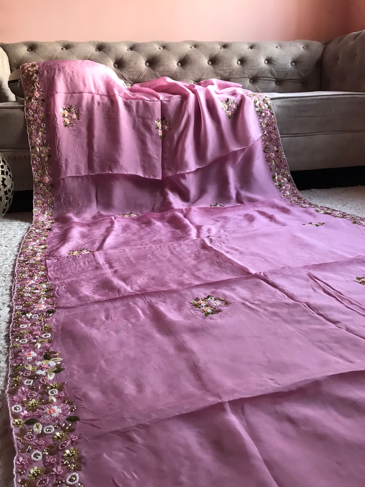Maisha premium pink organza silk saree - Saffronfashionindia
