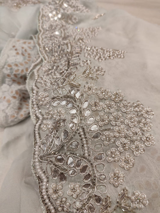 Pearl zardosi saree - Saffronfashionindia