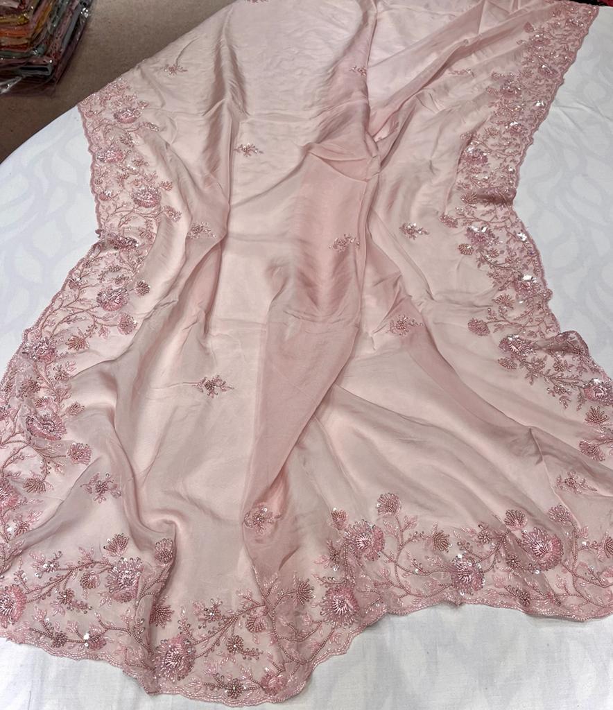 Bridesmaid organza saree - Saffronfashionindia