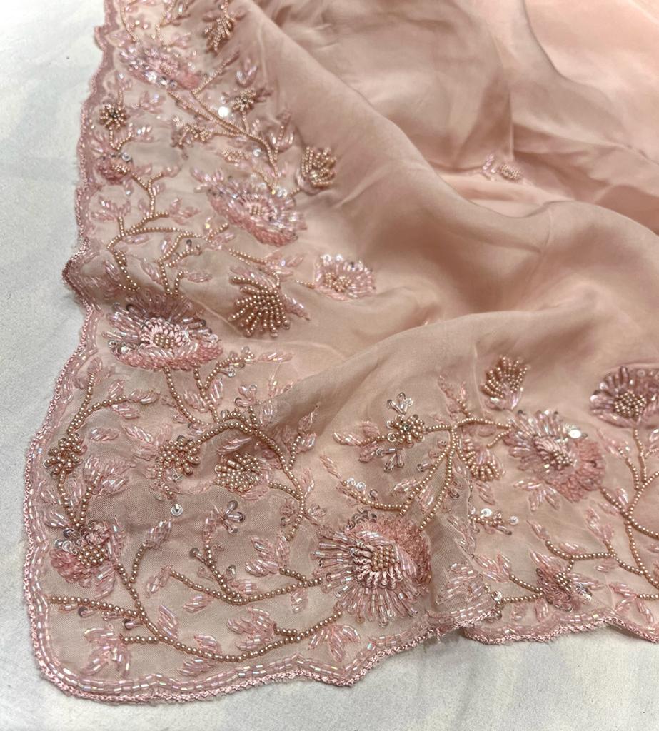 Bridesmaid organza saree - Saffronfashionindia