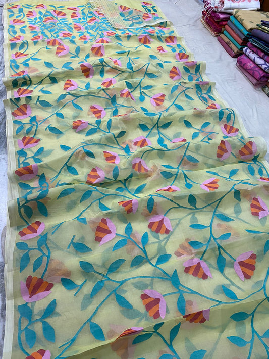 Boudi handwoven jamdani saree - Saffronfashionindia