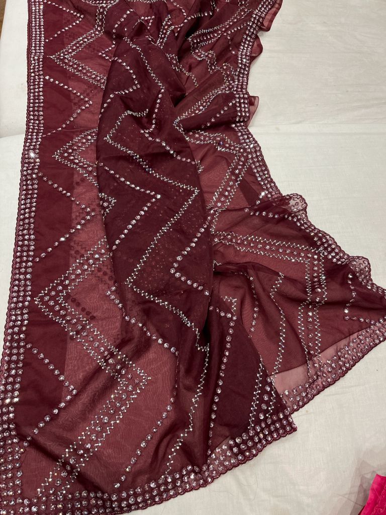 Ivara organza zardosi saree - Saffronfashionindia