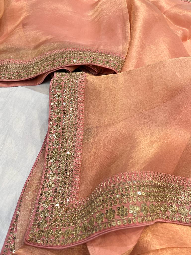 Kanjeevaram inspired tissue saree - Saffronfashionindia