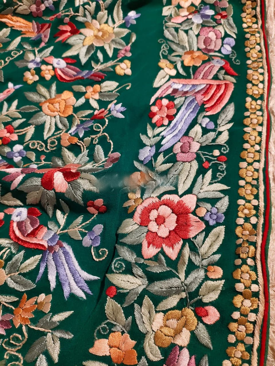Kaveesha Parsi gorgette saree - Saffronfashionindia