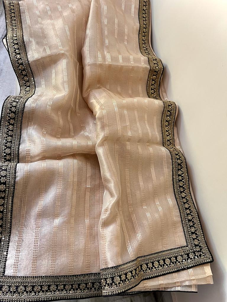 Lovely tissue organza saree - Saffronfashionindia