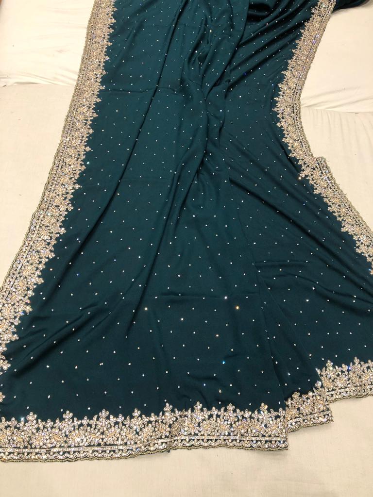 Crepe gorgette saree - Saffronfashionindia