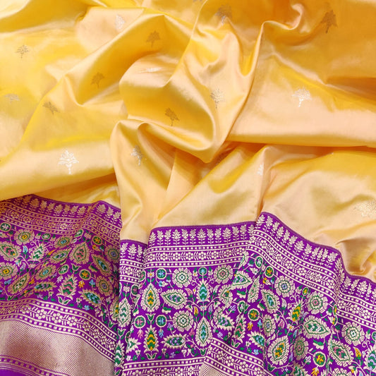 Kudiya handwoven Katan silk saree - Saffronfashionindia