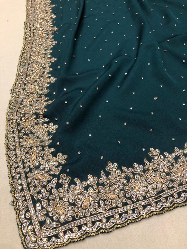 Crepe gorgette saree - Saffronfashionindia