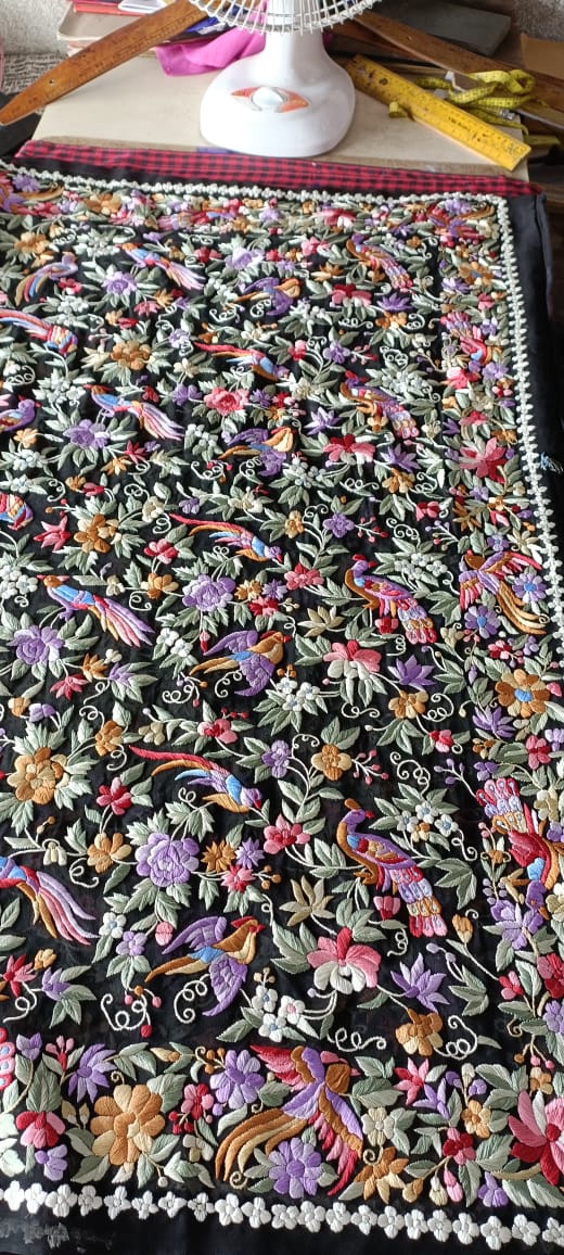 Sangmarmar Parsi gara dupatta - Saffronfashionindia