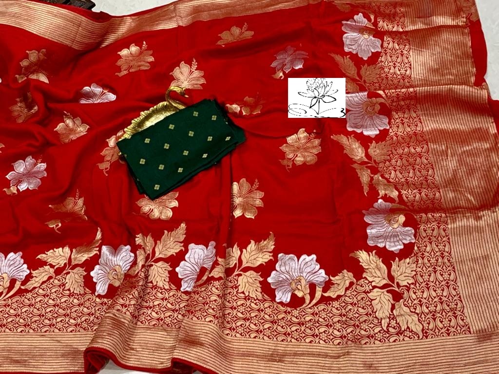 Gulshan moonga saree - Saffronfashionindia