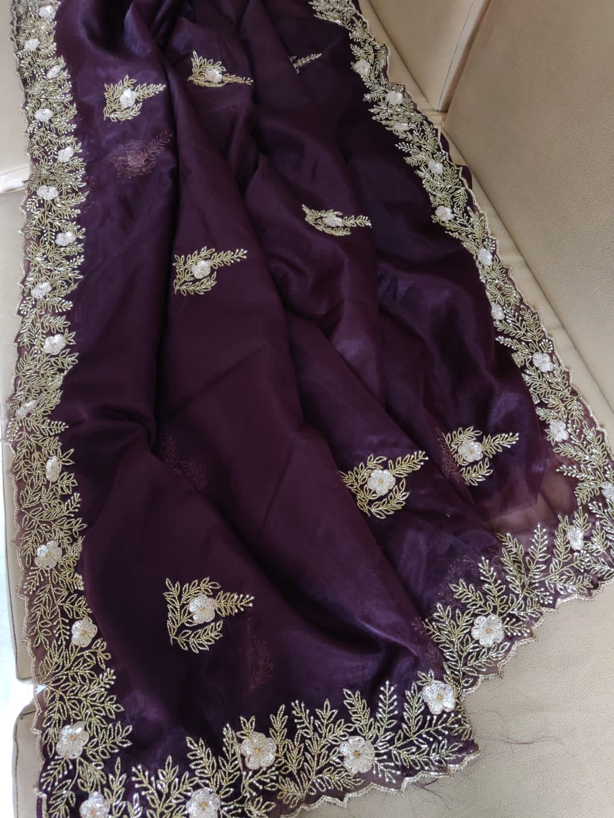 Peshawar purple saree - Saffronfashionindia