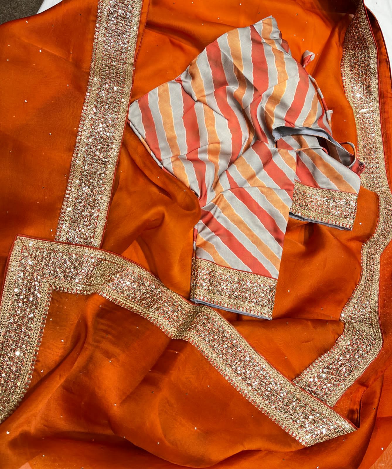 Blossom organza saree - Saffronfashionindia