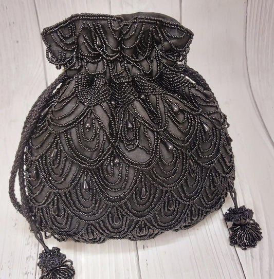 Black beaded potli - Saffronfashionindia