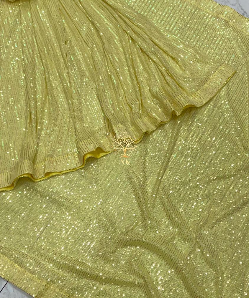 Elegant sequins partywear saree - Saffronfashionindia