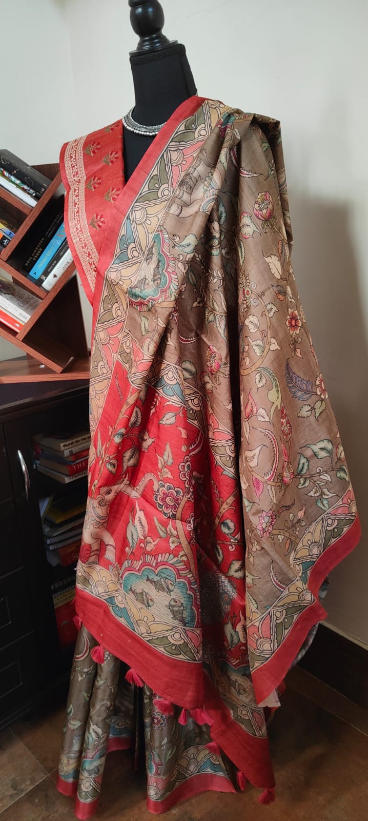 Kalamkari tussar saree - Saffronfashionindia