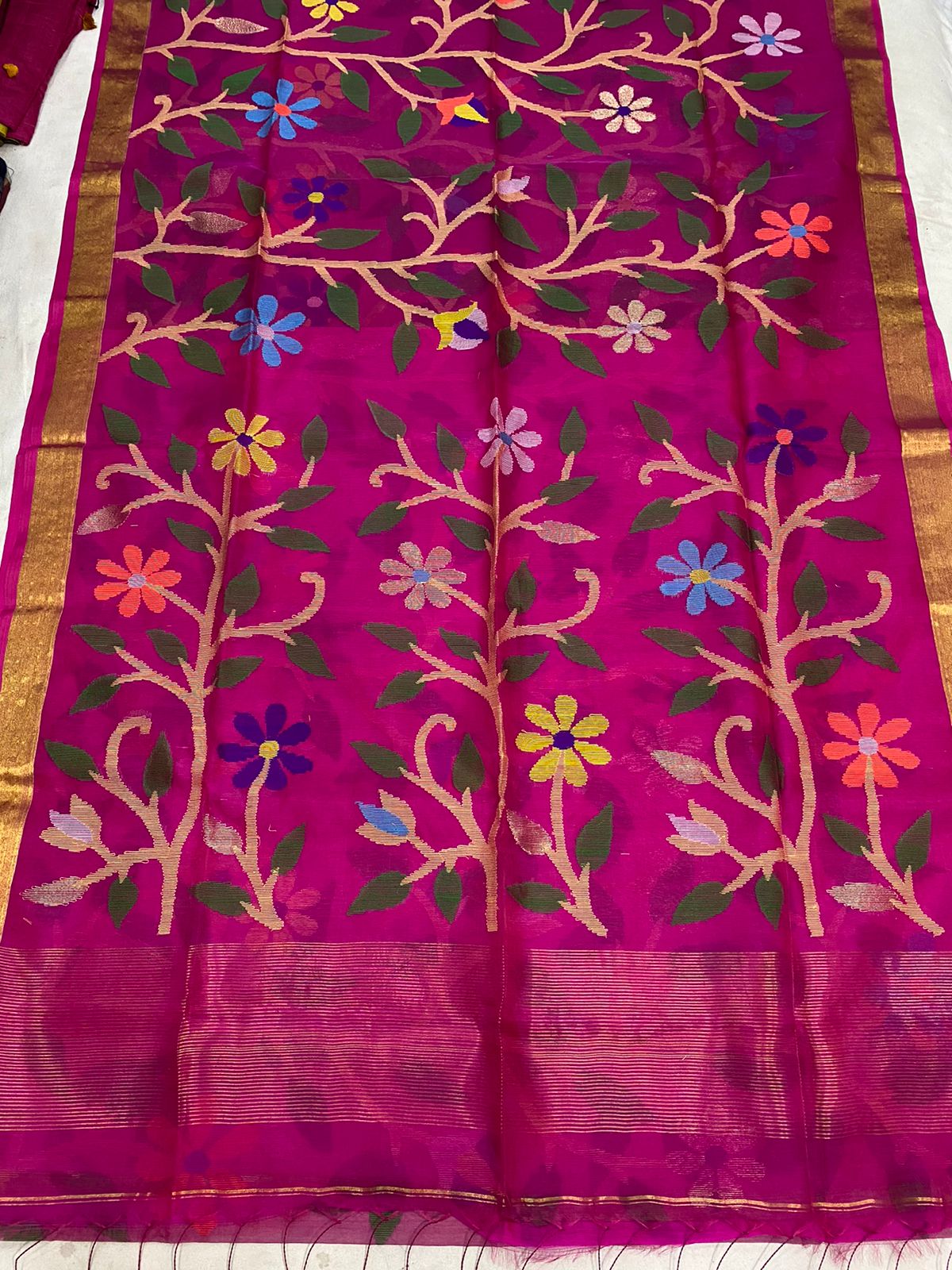 Nisha muslin jamdani saree - Saffronfashionindia