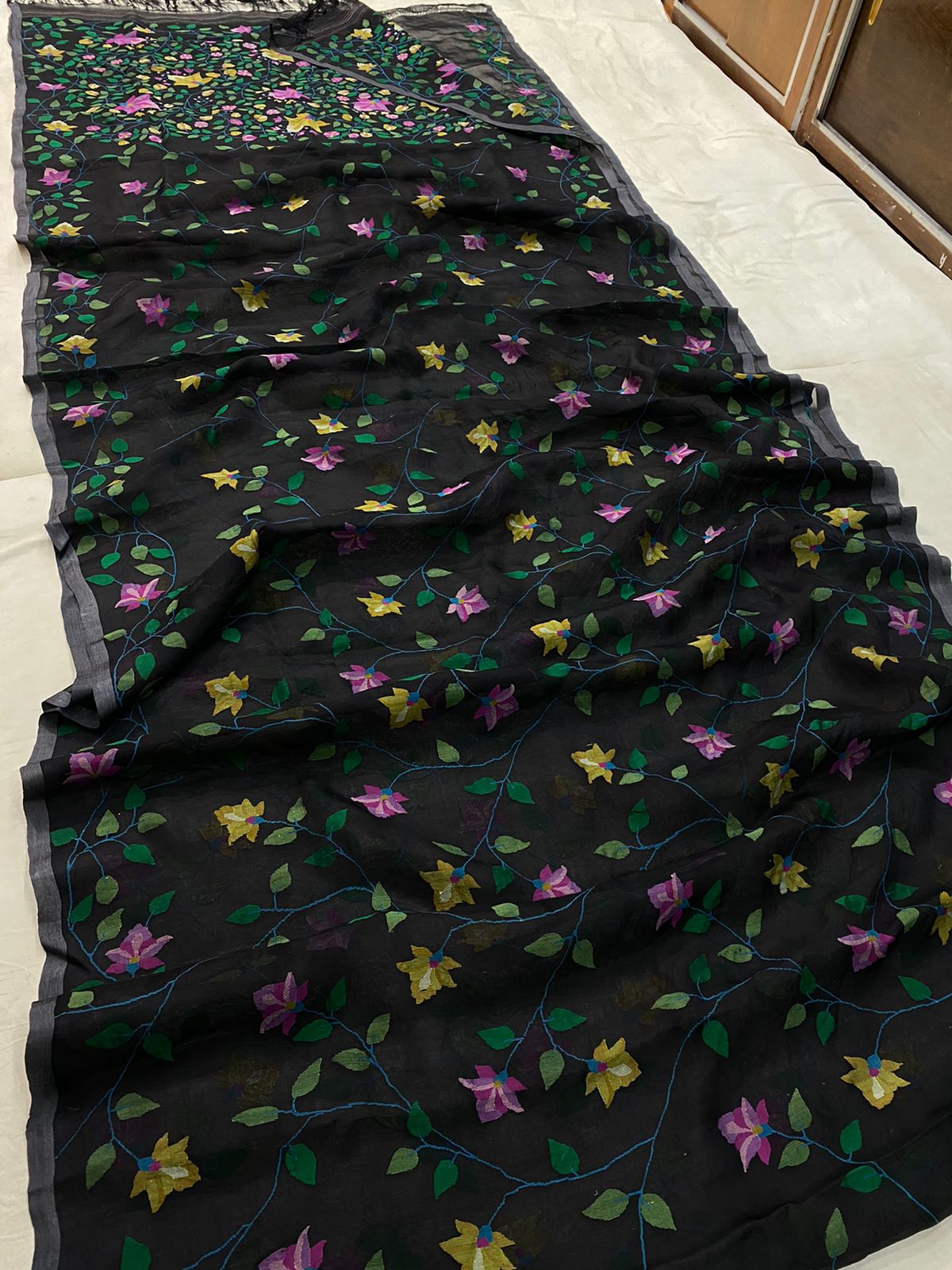 Nirav muslin Jamdani saree - Saffronfashionindia
