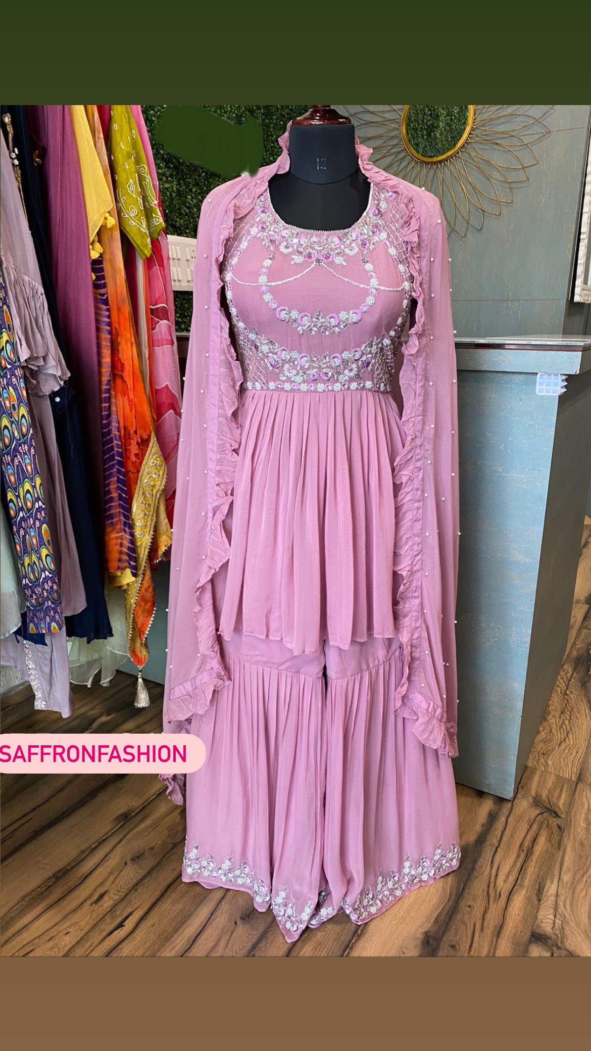 Venus pink peplum kurta dress - Saffronfashionindia