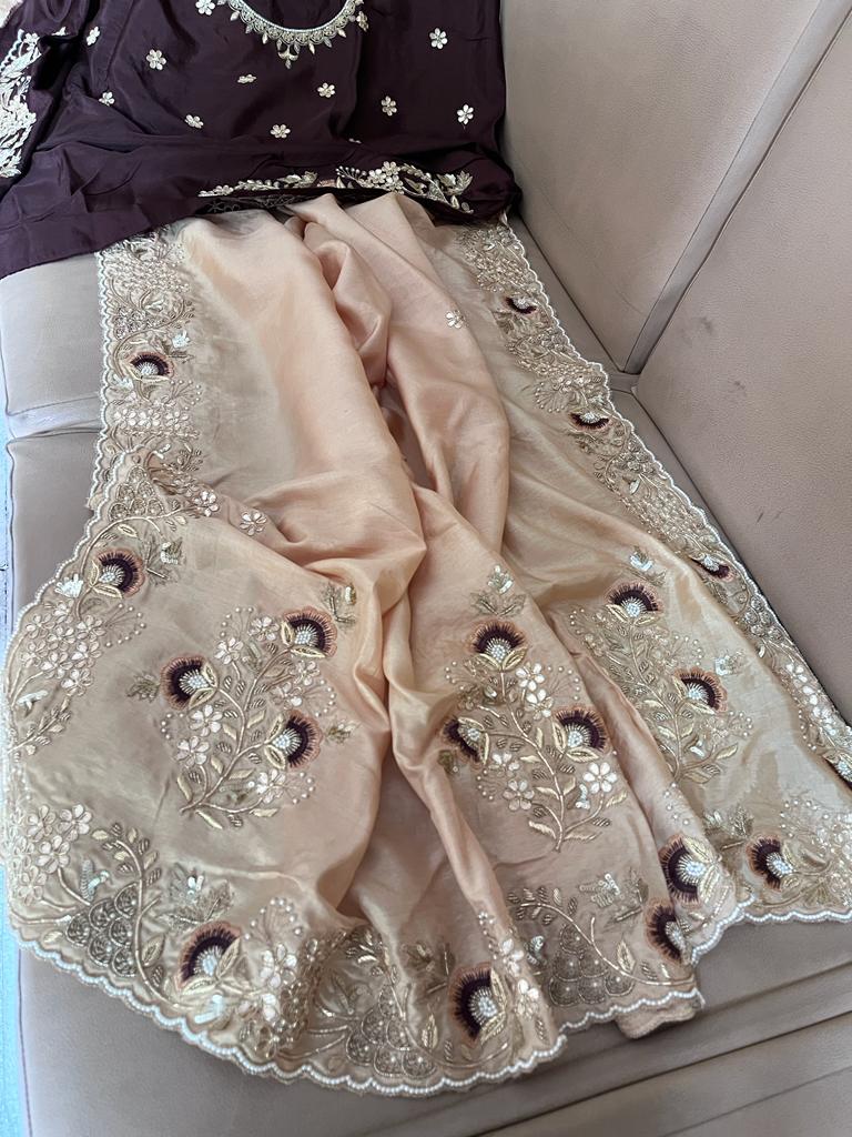 Navesha gottapatti zardosi saree - Saffronfashionindia