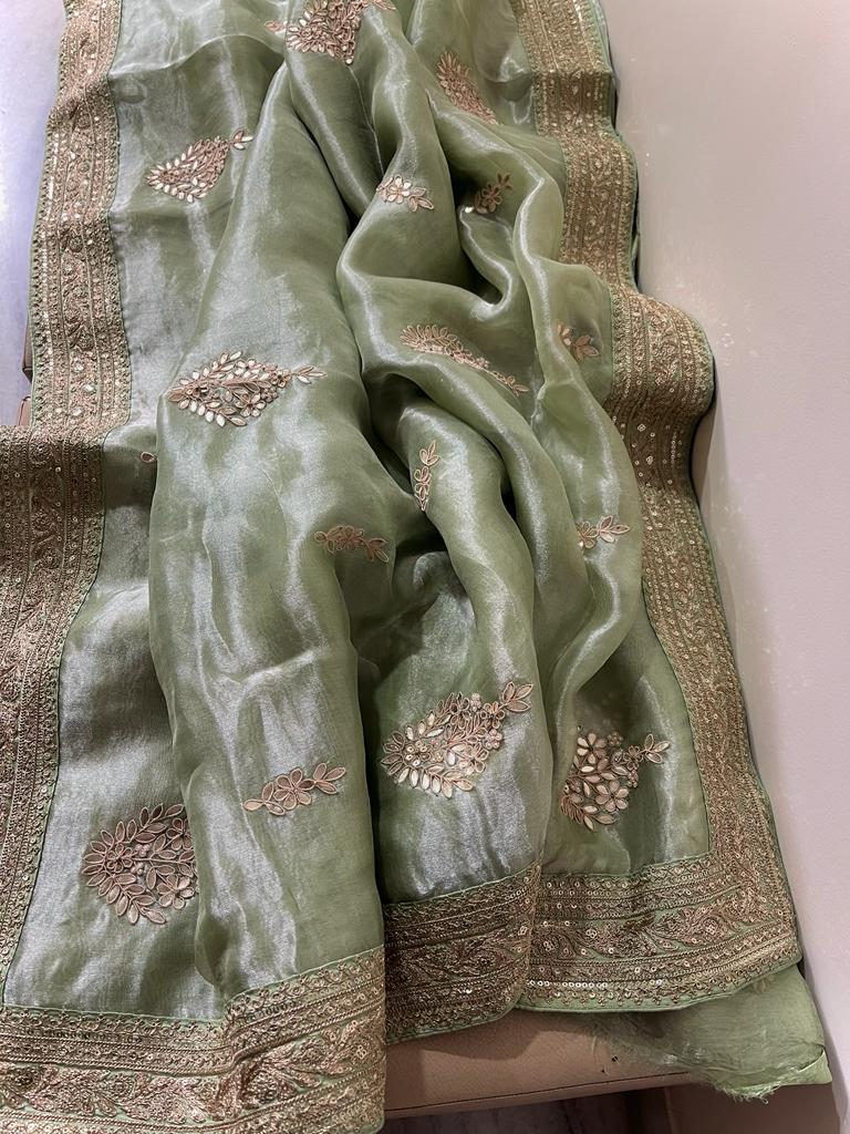 Kalki tissue organza saree - Saffronfashionindia