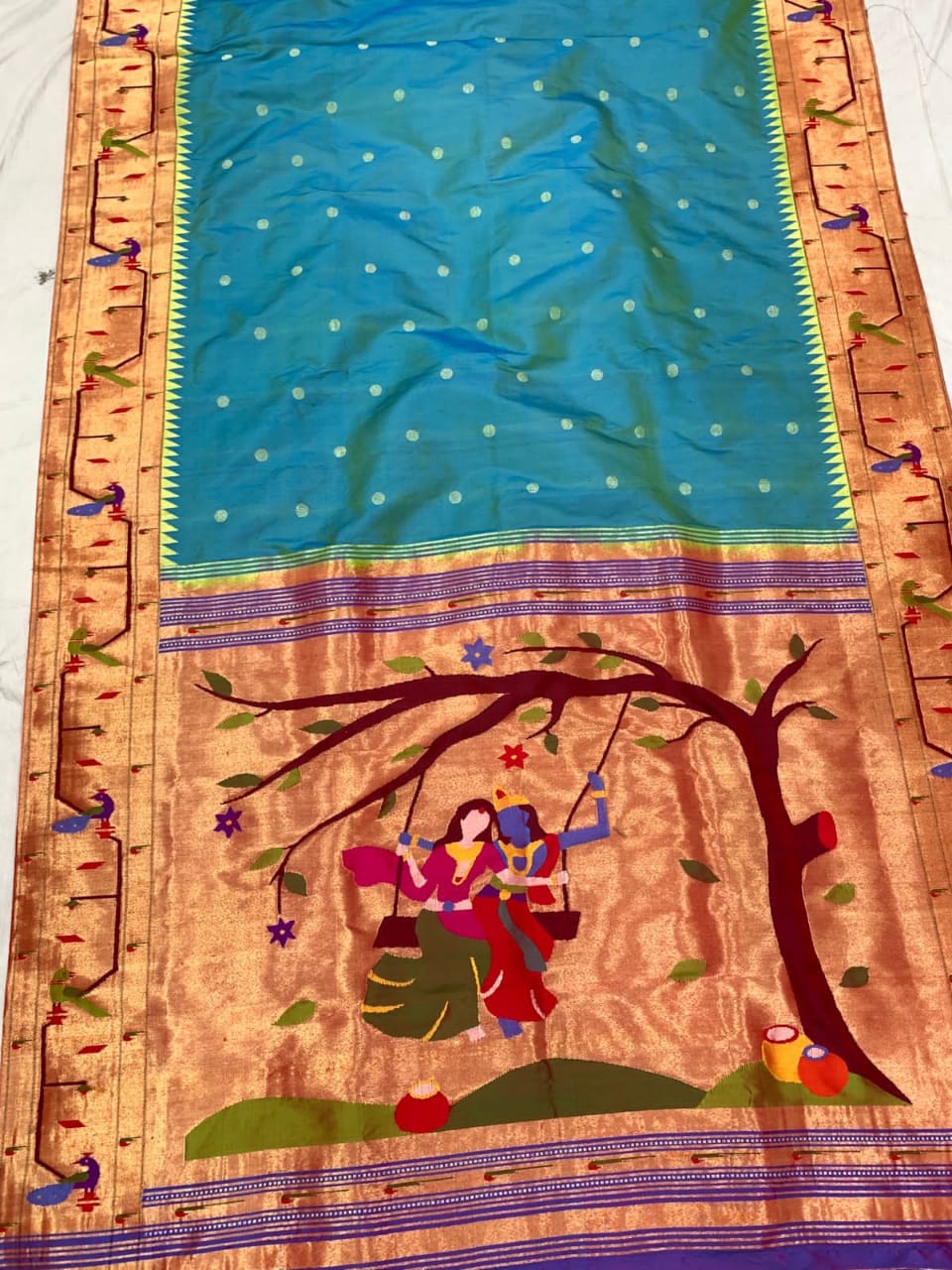 Radhe silk handloom Paithani saree - Saffronfashionindia