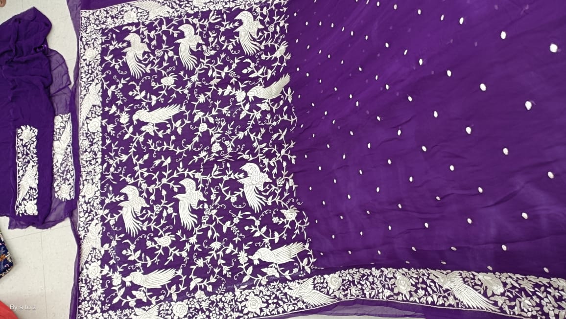 Mahiva Parsi embroidery saree - Saffronfashionindia