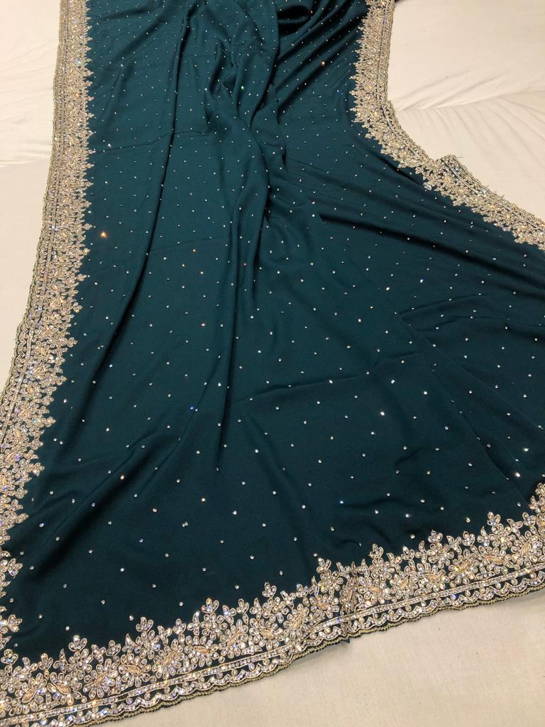 Crepe gorgette saree - Saffronfashionindia