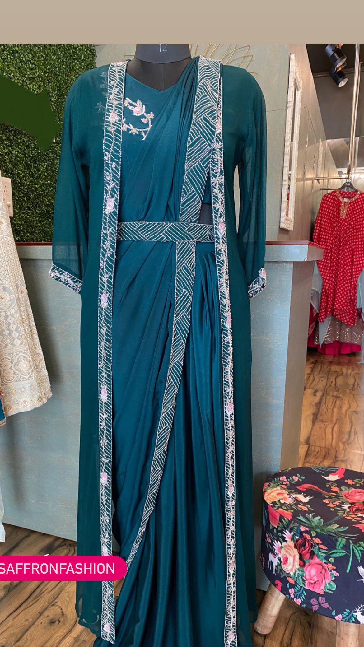 Satin indowestern dress - Saffronfashionindia