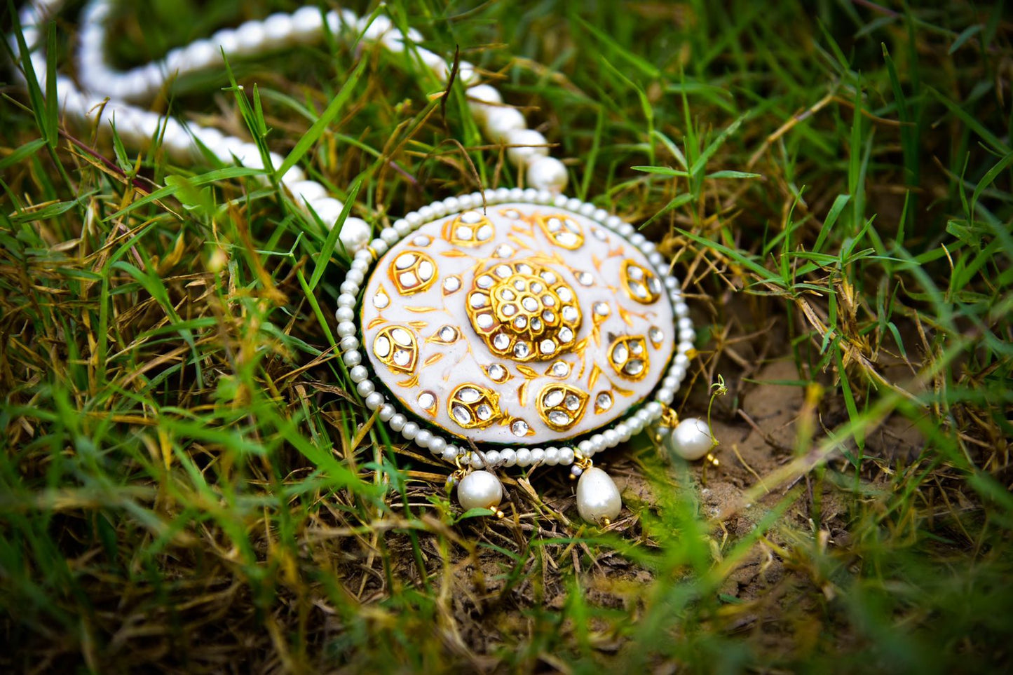 Pivani Pearl Meenakari necklace set - Saffronfashionindia