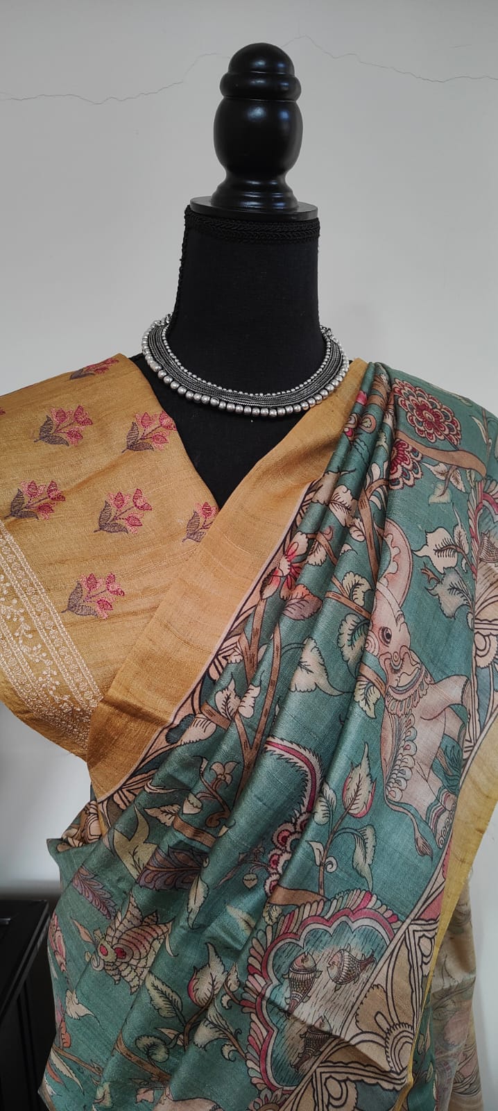 Kalamkari tussar saree - Saffronfashionindia