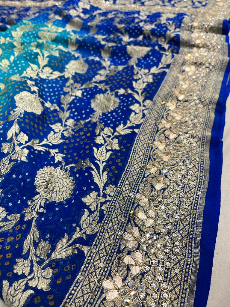 Hansiha khaddi bandhej saree - Saffronfashionindia