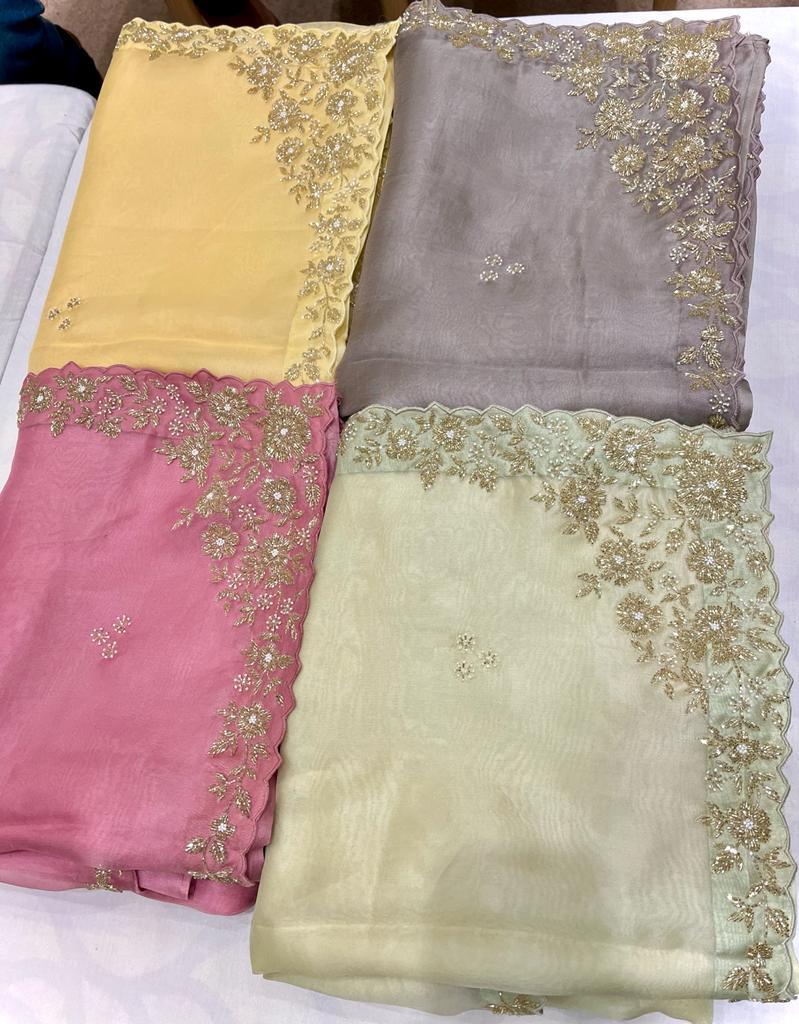 Lubina silk organza saree - Saffronfashionindia